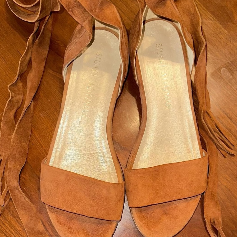 Stuart Weitzman Suede Lace Up Sandals - Size 6
